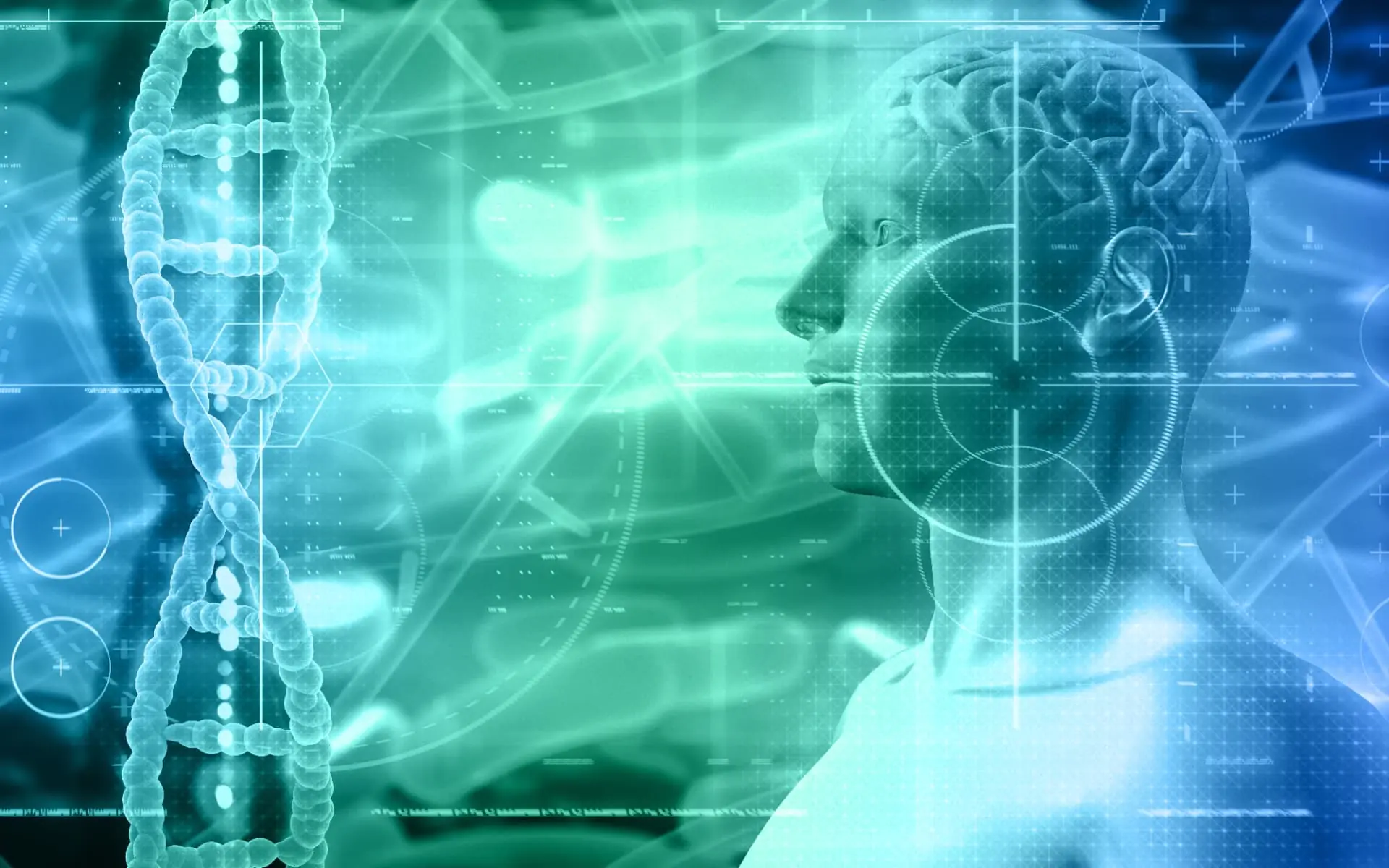 Medical professional analysing a brain scan with neural mapping overlay